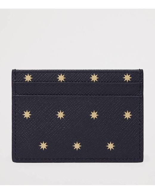 Smythson Blue Panama Leather Stars Card Holder