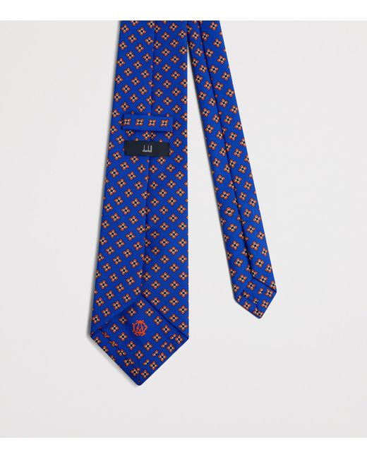 Dunhill Blue Mulberry Silk Printed Tie for men