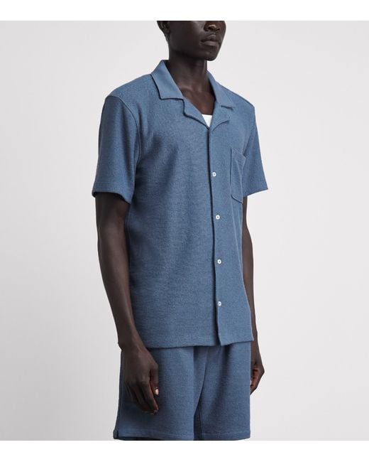 PAIGE Blue Bouclé Oliver Shirt for men