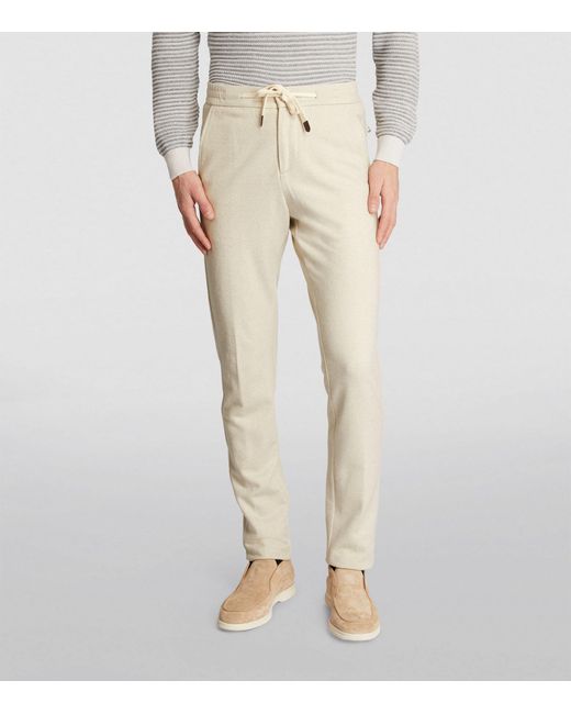 Marco Pescarolo Natural Silk-cashmere Drawstring Trousers for men
