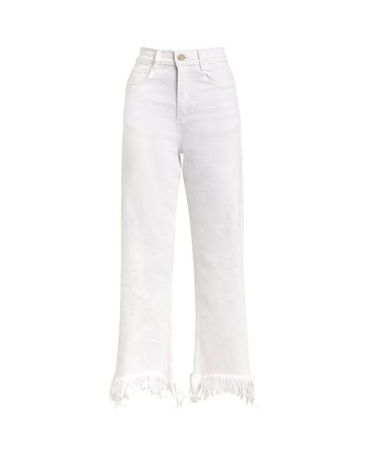 Maje White Fringe-hem Jeans