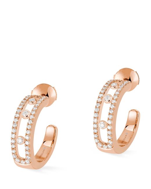 Messika Metallic Rose Gold And Diamond Move Classique Hoop Earrings