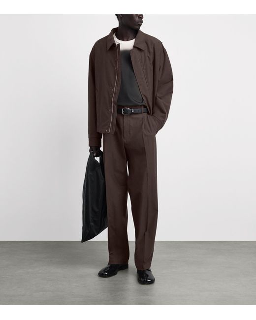 MM6 by Maison Margiela Brown Virgin Wool-Cotton Pleated Trousers for men