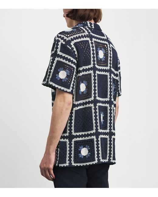 CHE Blue Crocheted Tejer Shirt for men