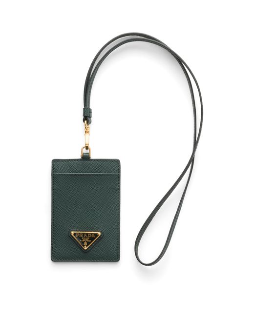 Prada Green Saffiano Leather Badge Holder