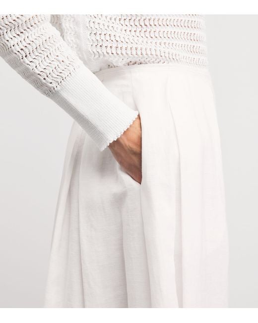Lafayette 148 New York White Organic Linen Broderie Anglaise Maxi Skirt
