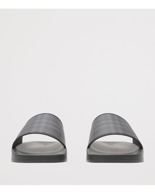 Burberry Gray Check Slides for men
