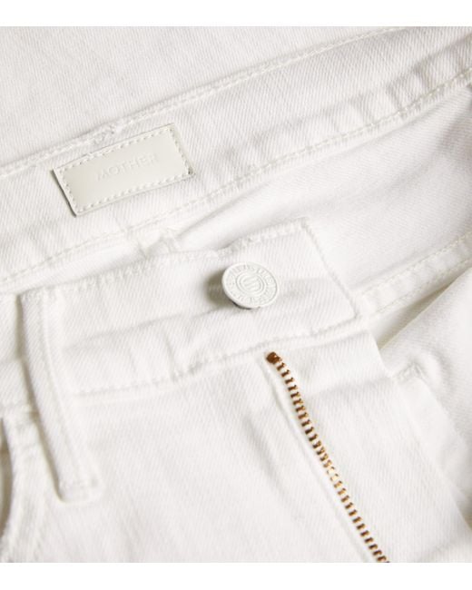 Mother White The Hustler Ankle Fray Jeans