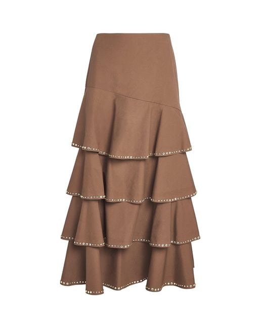 Sandro Brown Cotton Embellished Maxi Skirt