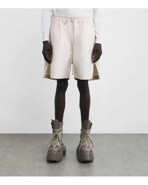 Rick Owens White Stretch-Cotton Drawstring Shorts for men