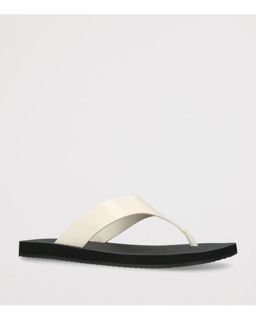 The Row White Dune Classic Ginza Leather Flip Flops