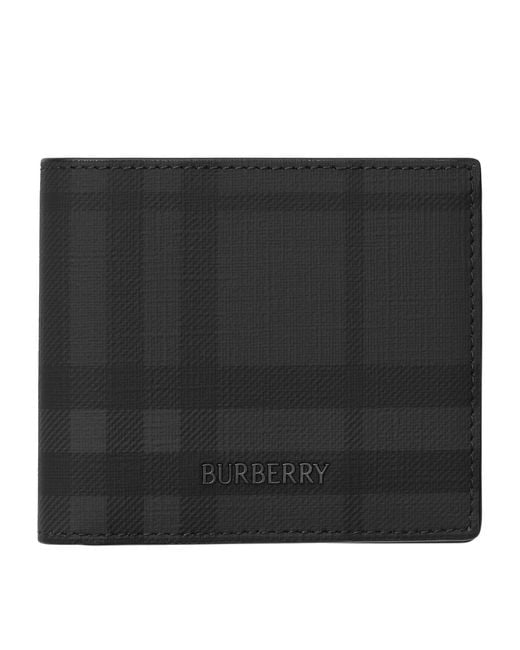 Burberry Black City Check Bifold Wallet for men