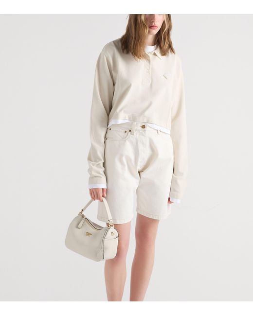 Prada White Old Denim Shorts