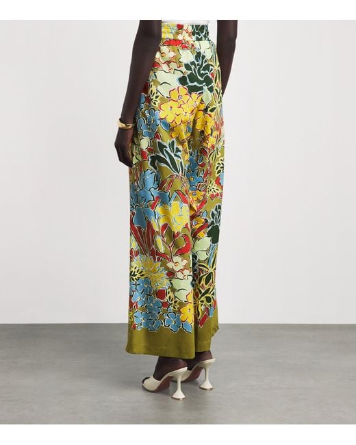 ALÉMAIS White Floral Solstice Wide-Leg Trousers