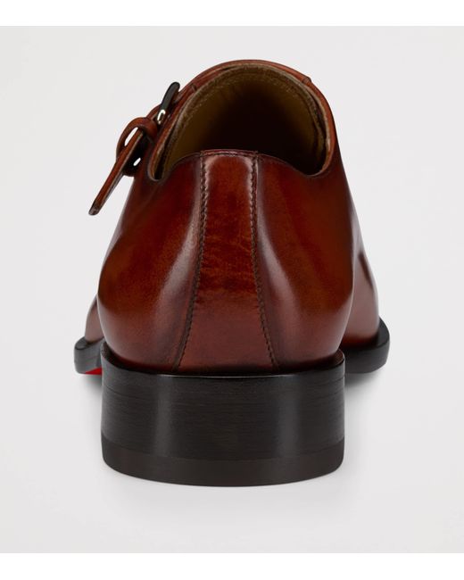 Christian Louboutin Brown Chambelimonk Leather Monk Shoes for men