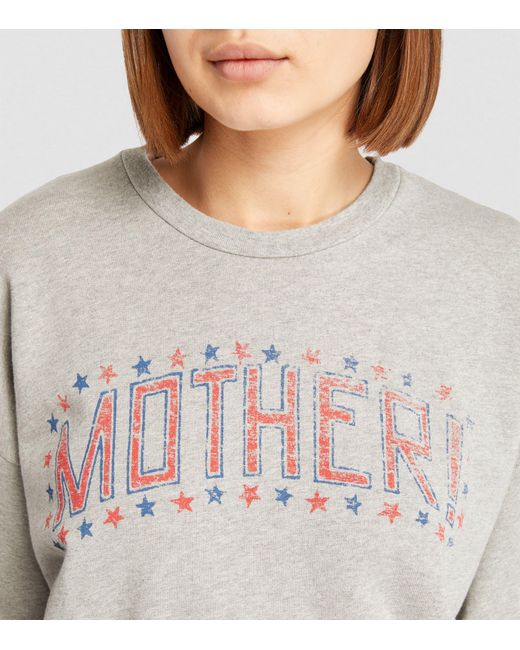 Mother Gray Cotton Logo Sweater
