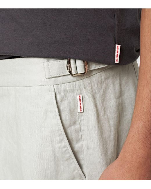 Orlebar Brown White Linen Griffon Trousers for men