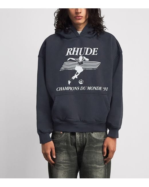Rhude Blue Cotton Set Piece Hoodie for men