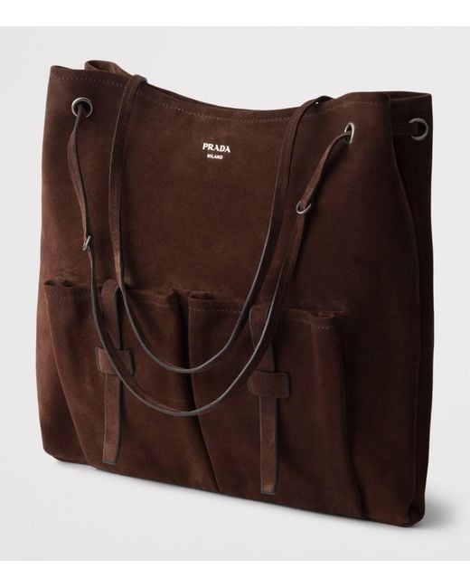 Prada Black Large Suede Route Shoulder Bag