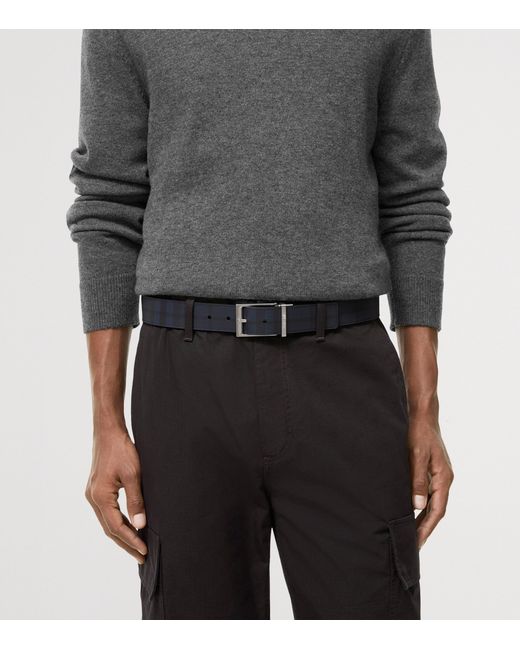 Burberry Blue Leather Check Reversible Belt for men