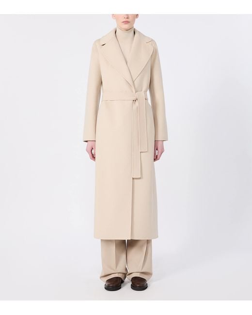 Max Mara Natural Virgin Wool Wrap Coat