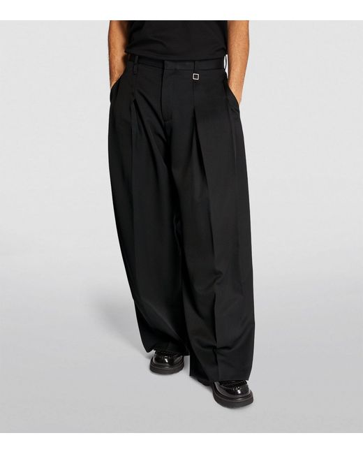 Wooyoungmi Black Wool Double-pleat Tailored Trousers for men