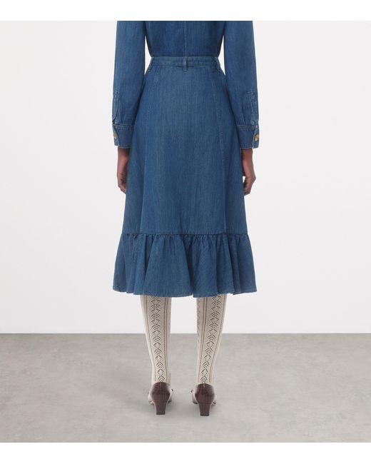 Valentino Blue Denim Midi Skirt