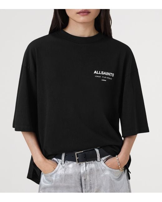AllSaints Black Organic Cotton Under Amelie T-Shirt
