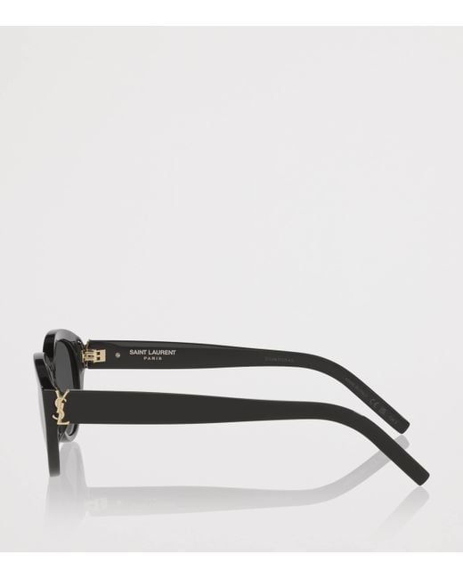 Saint Laurent Black Acetate Round Sunglasses