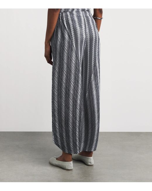 Pleats Please Issey Miyake Gray Cotton-Blend Zigzag Trousers