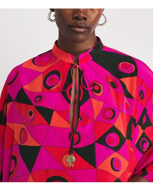 Emilio Pucci Pink Silk Occhi Maxi Kaftan