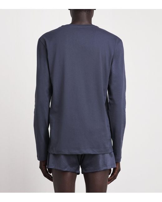 Hanro Blue Cotton Night & Day T-Shirt for men