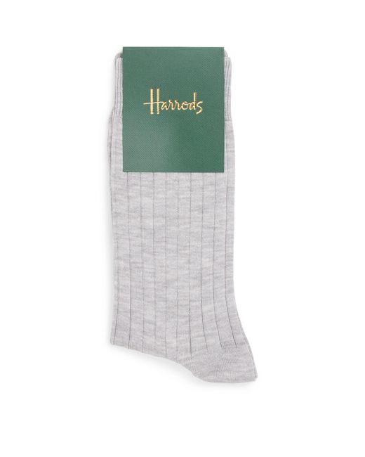 Harrods Green Cotton-Blend Ribbed Socks