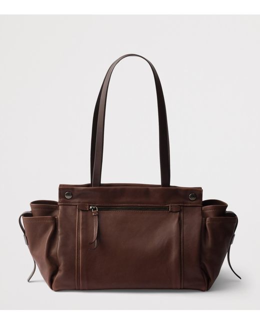 Prada Brown Large Buffalo Leather Route Tote Bag