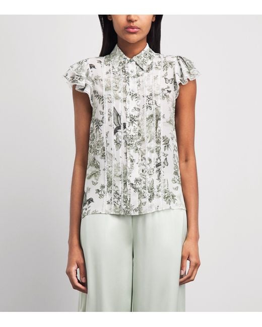 Alice + Olivia White Ruffle Minda Blouse