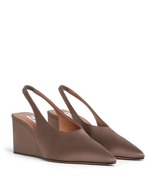 Alaïa Brown Satin Cube Slingback Wedges 75