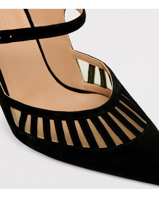 Malone Souliers Black Suede Bardot Cut-Out Heeled Mules 90