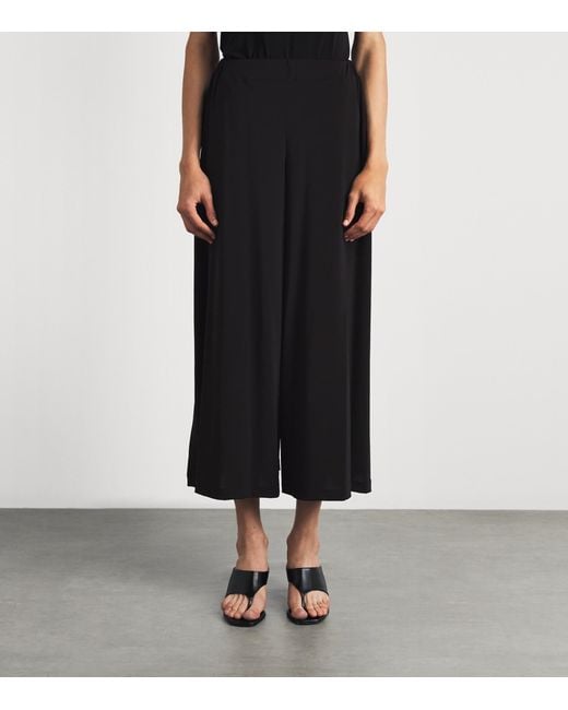 Issey Miyake Black Drape Jersey Cropped Trousers