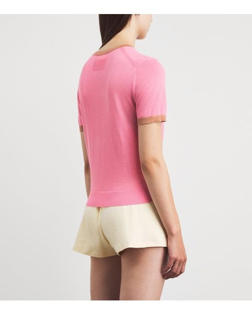 Guest In Residence Pink Cashmere Airy Ringer T-Shirt