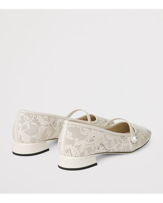 Jimmy Choo White Elisa 25 Ballet Pumps