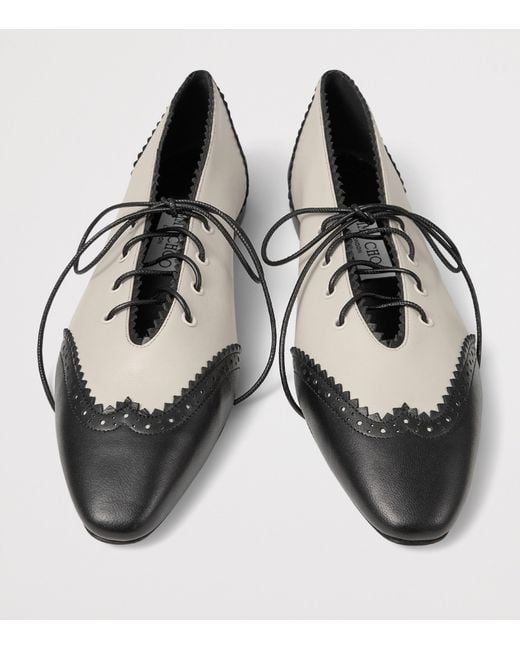 Jimmy Choo Black Margot Leather Lace-Up Flats