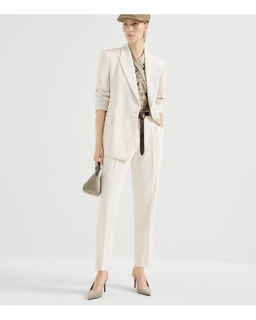 Brunello Cucinelli White Comfort Viscose Couture Twill Blazer
