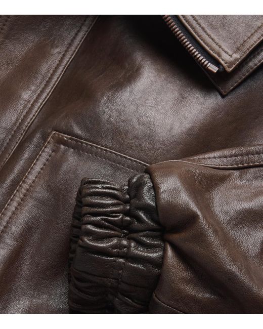 Magda Butrym Brown Leather Bomber Jacket