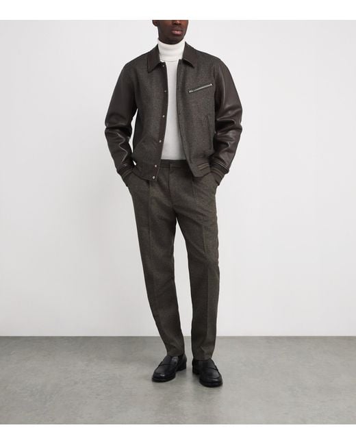 Rag & Bone Gray Wool Pleated Wide-Leg Trousers for men