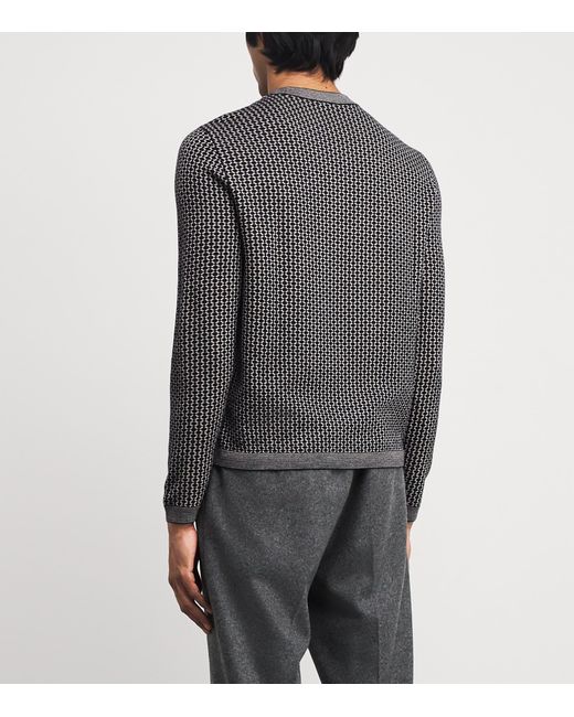 Emporio Armani Gray Virgin Wool Textured Sweater for men