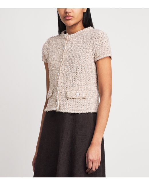 ME+EM White Organic Cotton-Blend Tweed Cardigan