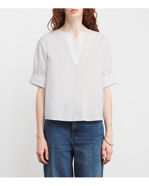 FRAME White Stripe The V-Neck Popover Shirt