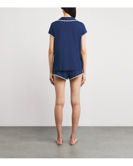 Eberjey Blue Short-Sleeve Frida Pyjama Set