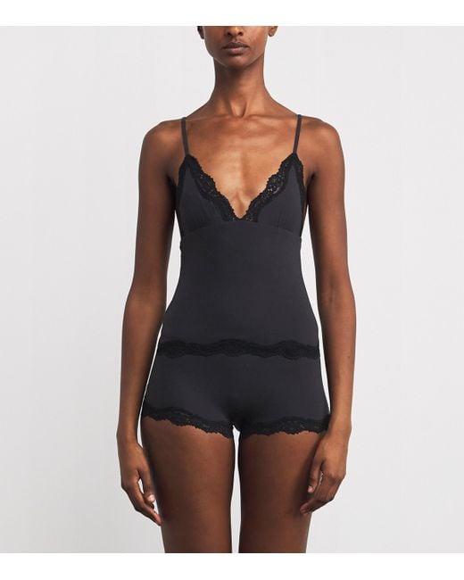 Skims Black Fits Everybody Lace-Trim Cami And Shorts Set