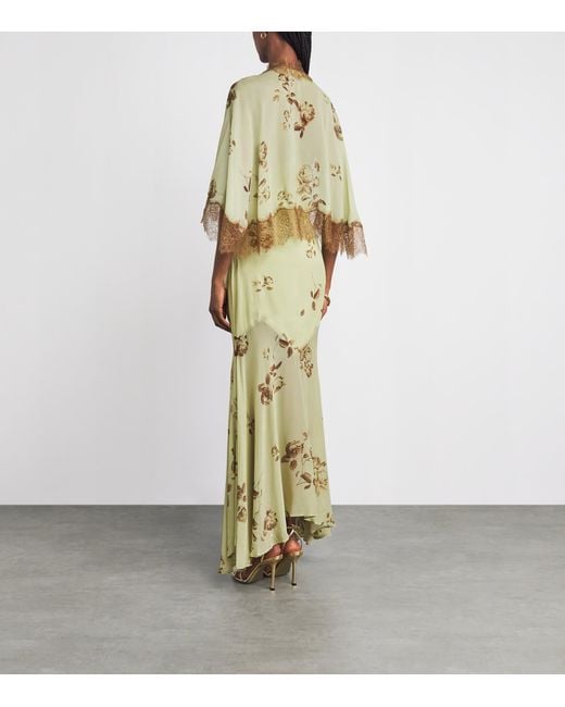 De La Vali Metallic Cielo Maxi Dress With Cape